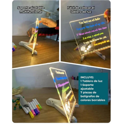 Pizarra LED Mágica - con 5 marcadores de colores – ¡Dibuja con luz y diversión!