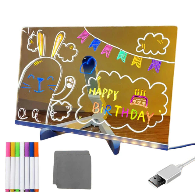 Pizarra LED Mágica - con 5 marcadores de colores – ¡Dibuja con luz y diversión!